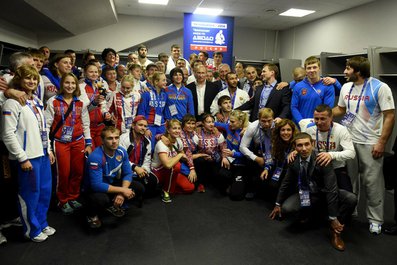 С российскими спортсменами – участниками чемпионата мира по дзюдо – 2014.